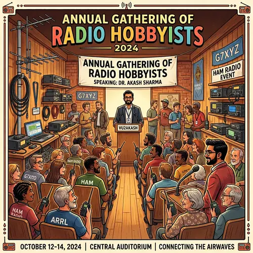 Annual Meeting of Radio Hobbyists in Cozy Hall | Radio Enthusiasts Gathering
