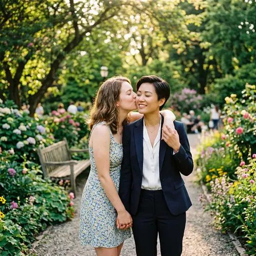 Tender Kiss in Lush Park | Love Story Moment