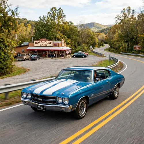 Blue Chevrolet Chevelle SS with White Stripes