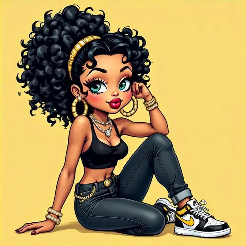 Nubian Betty Boop: Vibrant Pop Art Illustration