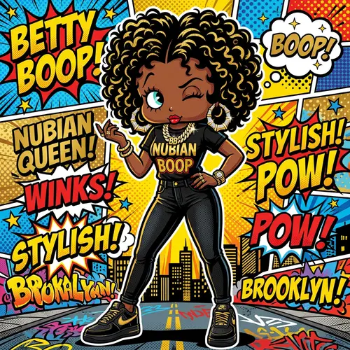 Nubian Betty Boop: Vibrant Pop Art Illustration