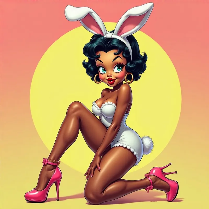 Nubian Easter Bunny in Playful Pop Art Style