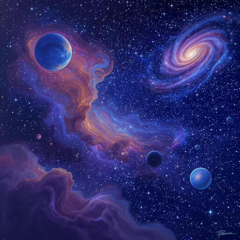 Surreal Cosmic Landscape: Vibrant Nebulas & Galaxies Surreal Cosmic Landscape: Vibrant Nebulas & Galaxies