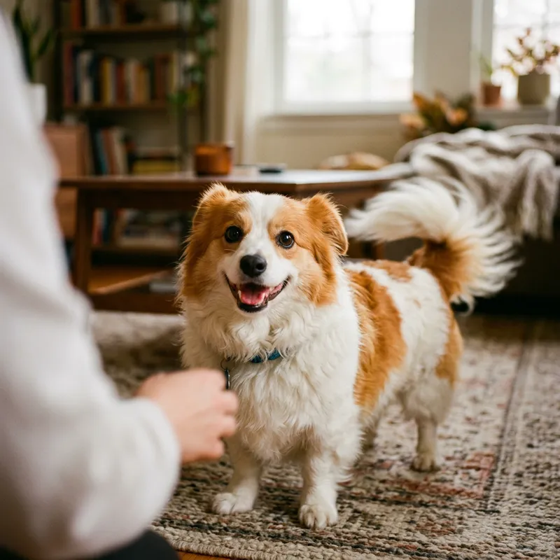 Pochita, the Fluffy White and Orange Dog | Friendly Interaction