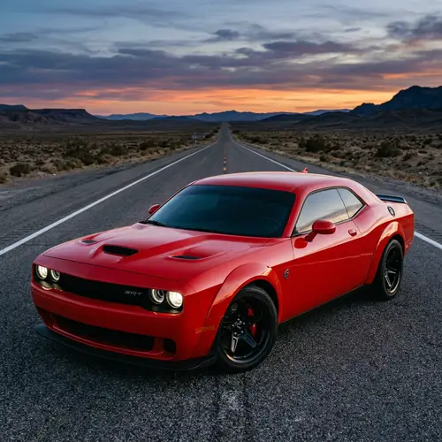 Fiery Red Hellcat Muscle Car: High-Performance Design