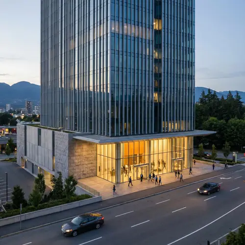 Modern Office Building with Scenic Entrance