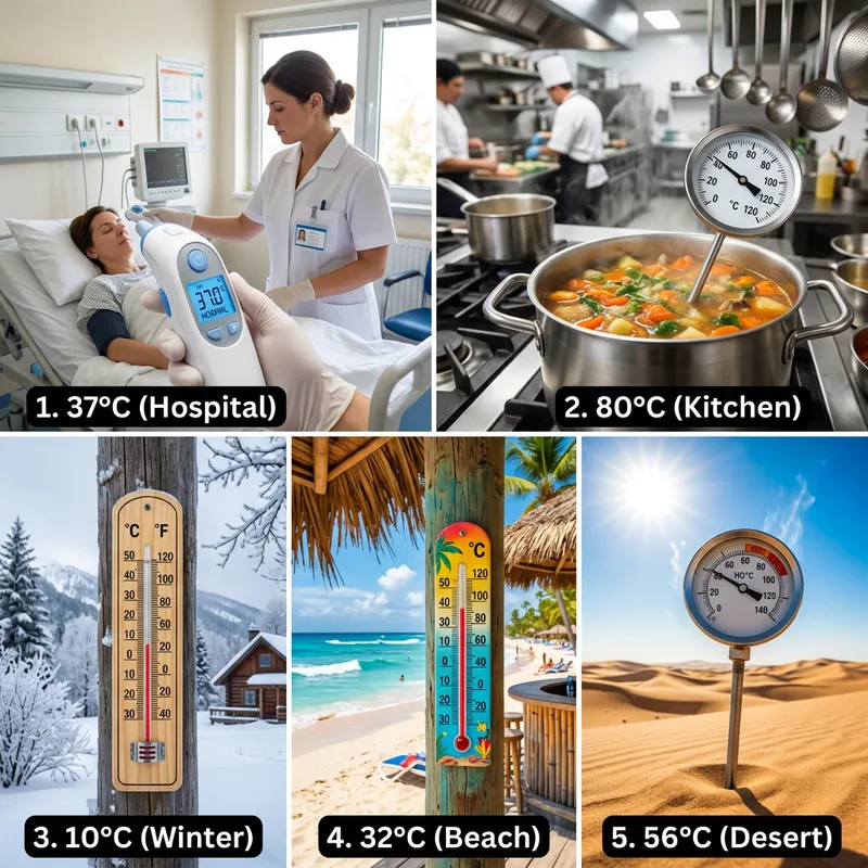 Illustrate Thermometers for Various Temperatures