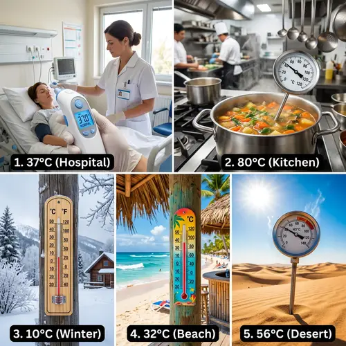Illustrate Thermometers for Various Temperatures