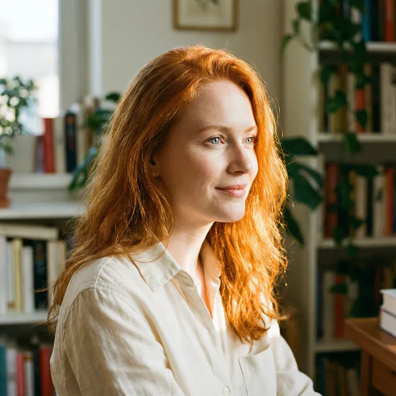 Ginger Hair Blue Eyes: Serene Beauty Portrait