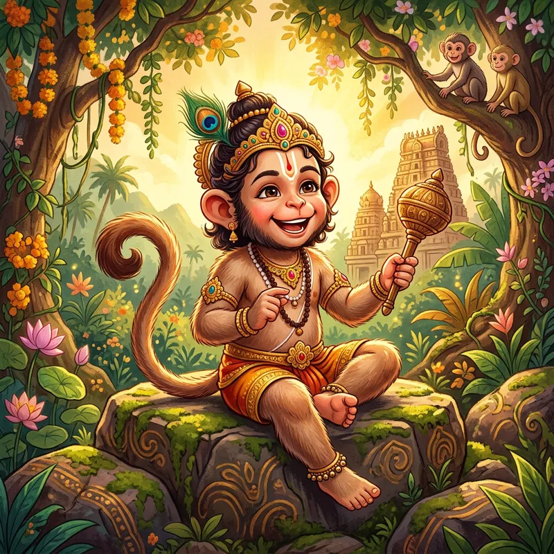 Adorable Kid Hanuman in Traditional Indian Attire