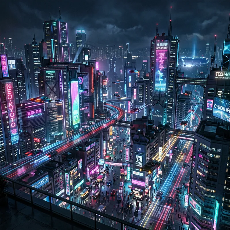 Futuristic Cyberpunk Cityscape at Night