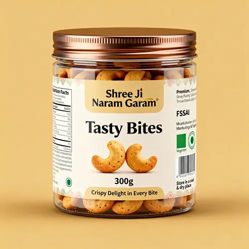 Tasty Bites: Premium Cashew Biscuits Packaging