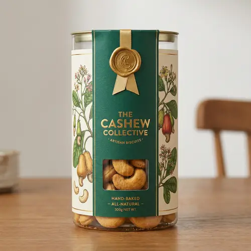 Tasty Bites: Premium Cashew Biscuits Packaging