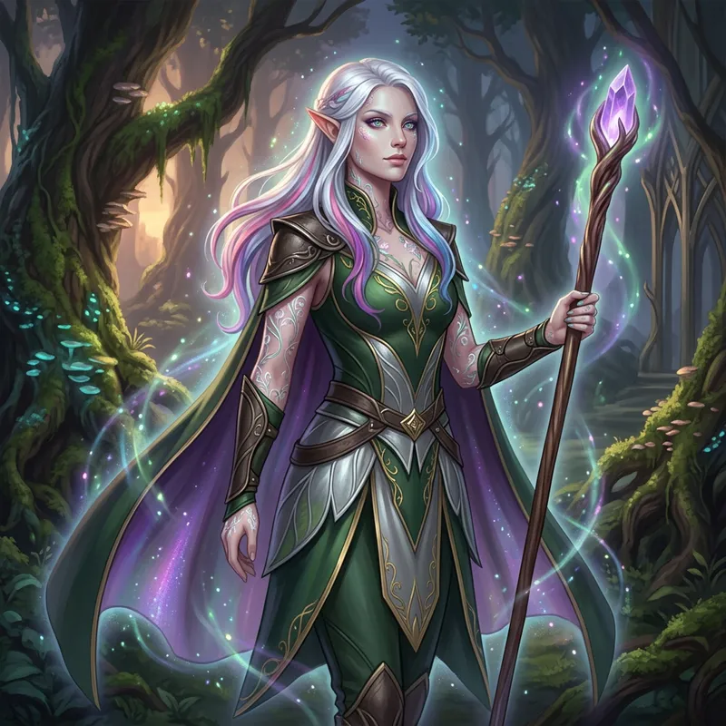 Enchanting Elven Figure with Floral Adornments | D&D Fantasy Art