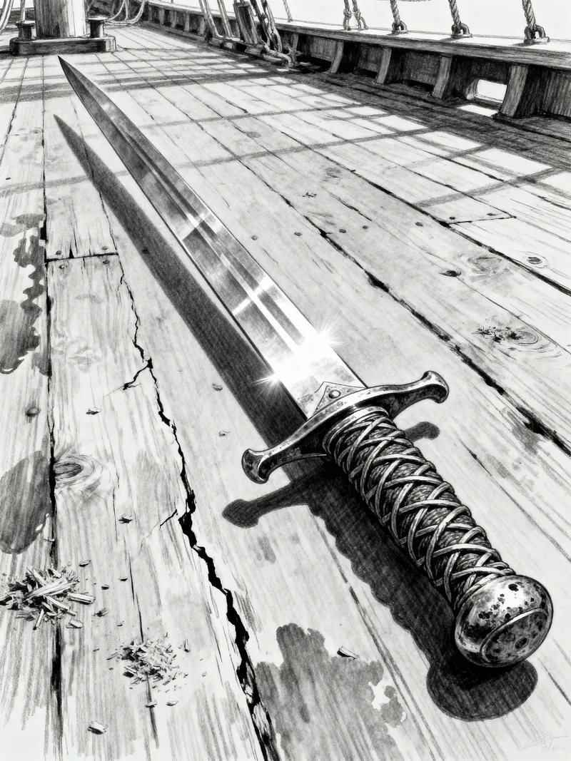 High-Quality Pencil Drawing of a Dueling Sabre