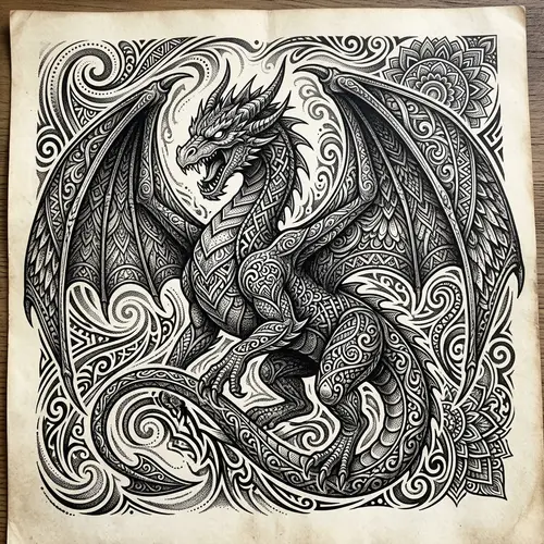 Majestic Dragon in Blackwork Style | The Power of Intricate Design