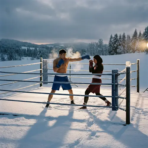 Epic Boxing Match in Snowy Landscape