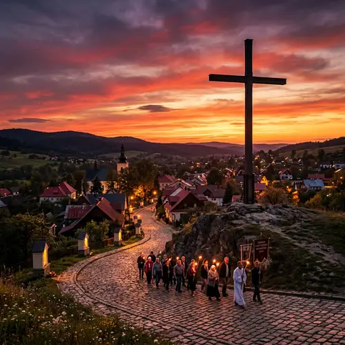 Way of the Cross Sunset Reflection in Mnikowa