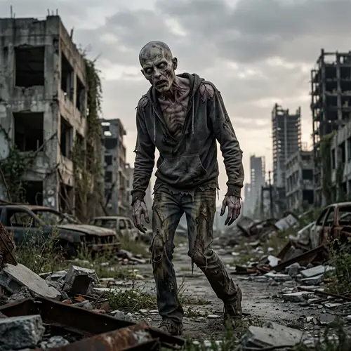 Eerie Post-Apocalyptic Humanoid: Trapped Between Life and Death