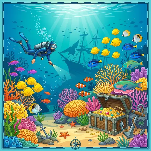 Colorful Underwater Exploration: Vibrant Vector Image