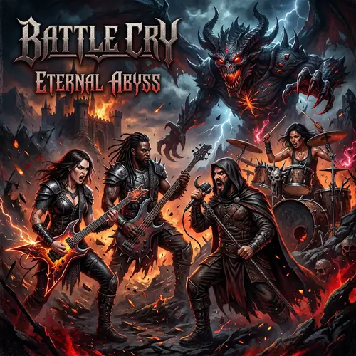 Gothic Realism Album Cover: Dark Art, Epic Hues - Metal Musicians vs Massive Villain