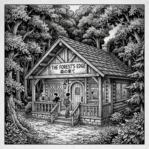 Enchanting Forest Bar | 90s Vintage Anime Style Illustration