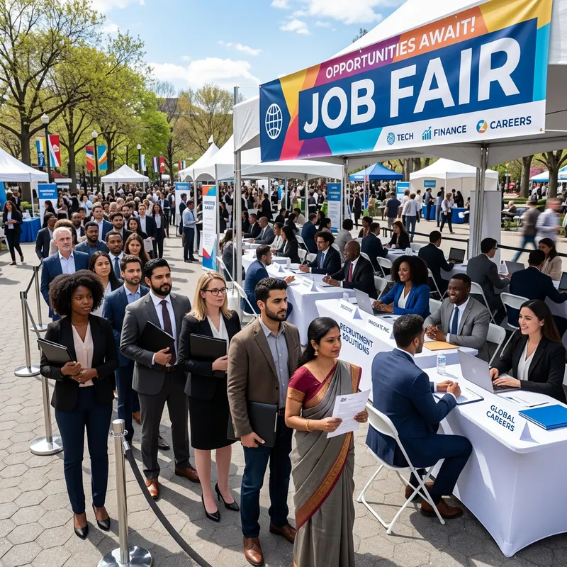 Diverse Job Seekers at Outdoor Recruitment Fair