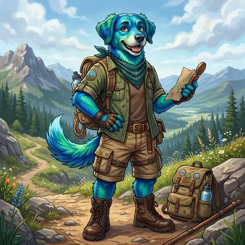 Colorful Male Dog Fursona | Adventure-Ready Anthro Character