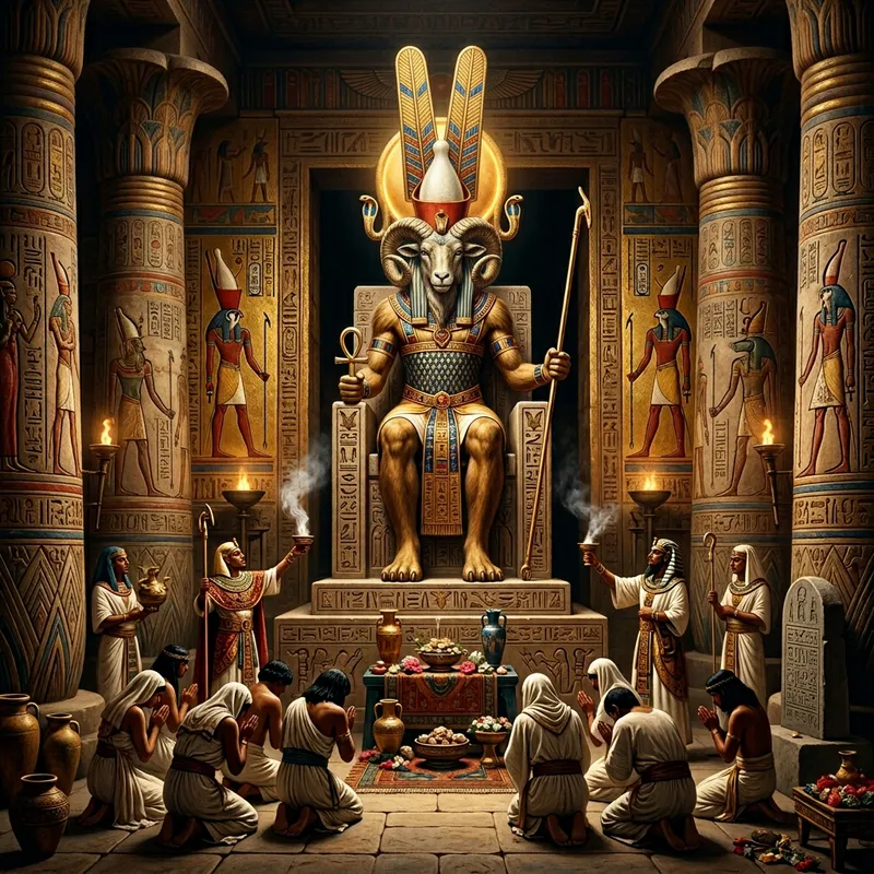 Amun-Ra: Ancient Egyptian God with Lion Body and Sun Disk Art