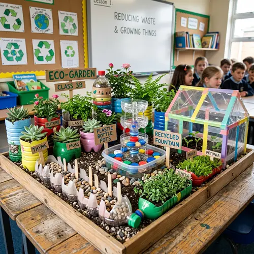 Miniature Garden Design with Recyclable Materials for Education
