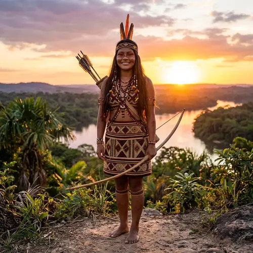 Brazilian Indigenous Woman with Bow and Arrows | Strength and Grace