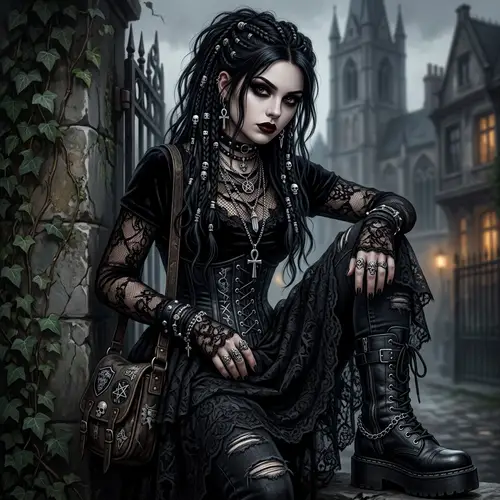 Goth Girl with Intriguing Style | Dark, Lacey Clothing & Skull Accessories