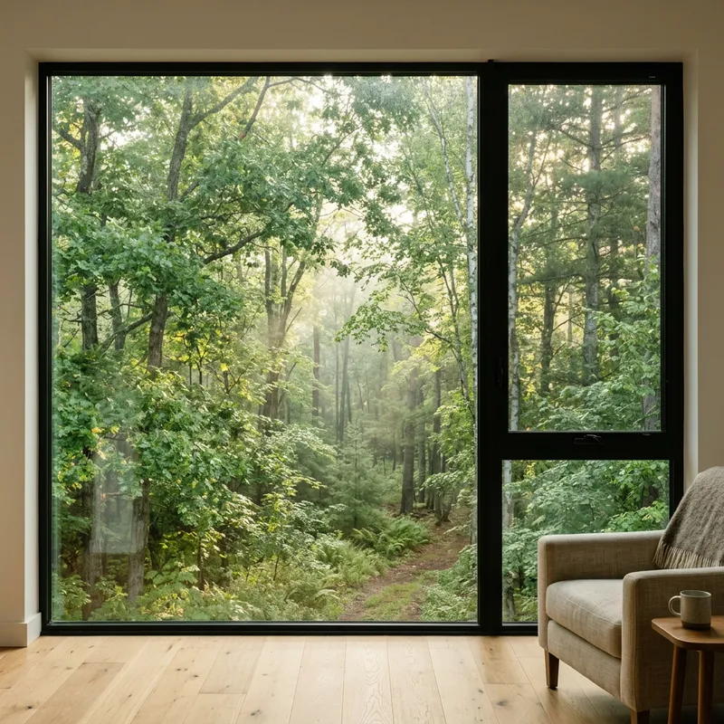 Serene Forest View from Large Window Serene Forest View from Large Window