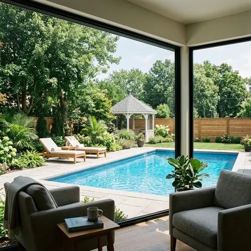 Tranquil Outdoor Pool Views from Modern Suburban Home