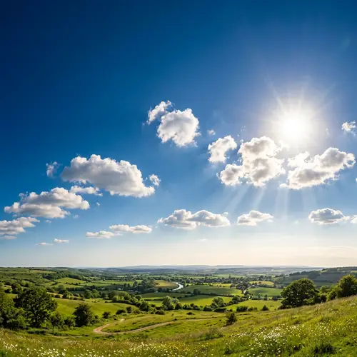 Beautiful Daytime Sky with Fluffy White Clouds