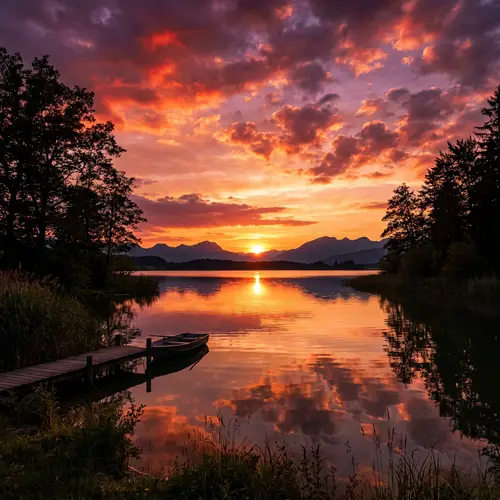 Captivating Sunset Scene: Red, Orange, Purple Sky