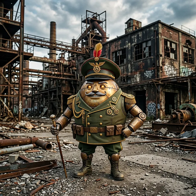 Confident Smesharikov at Dilapidated Factory | Imaginary Spherical Character Confident Smesharikov at Dilapidated Factory | Imaginary Spherical Character