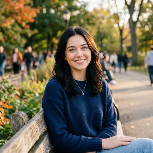 20-Year-Old Girl with Blue Eyes and Black Hair