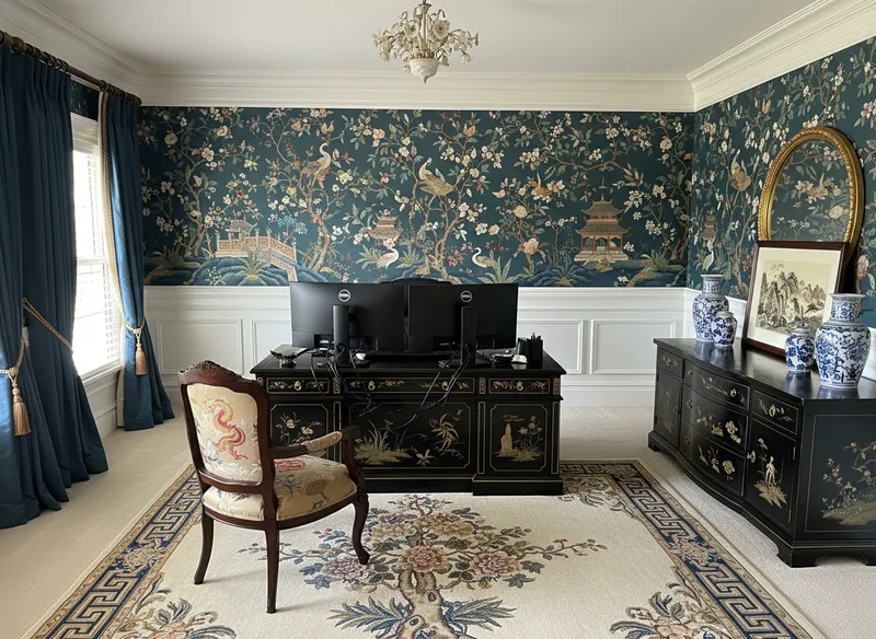 Chinoiserie Style Office Transformation Ideas