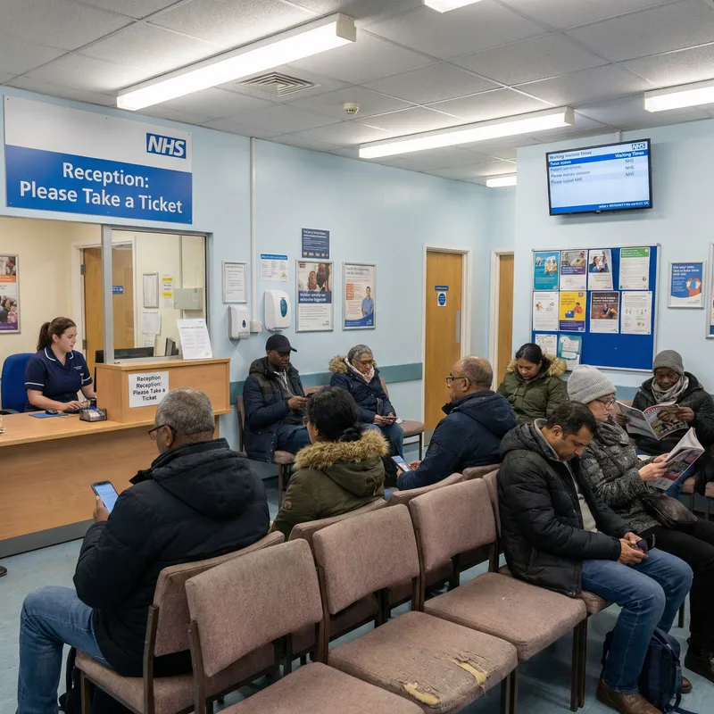 Realistic UK Hospital Waiting Room