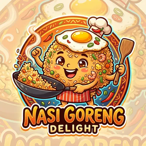 Cheerful Nasi Goreng Mascot Logo Design