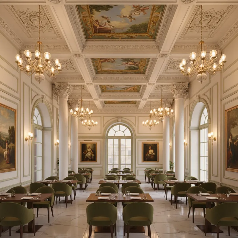 Elegant Italian Neoclassical Restaurant Interior