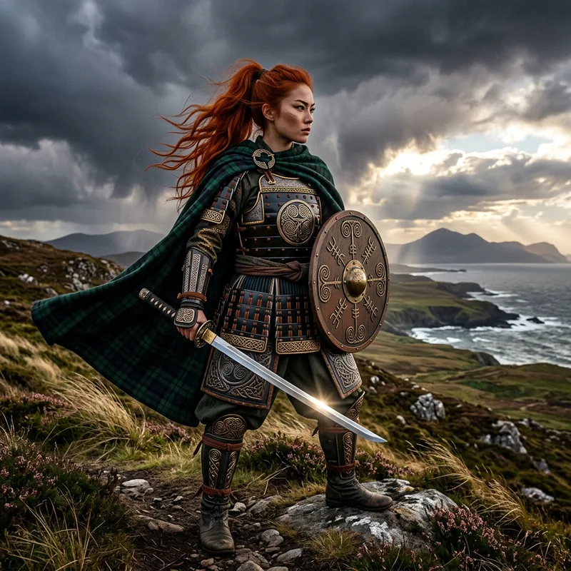 Celtic Japanese Warrior Girl - Mythical Beauty Celtic Japanese Warrior Girl - Mythical Beauty