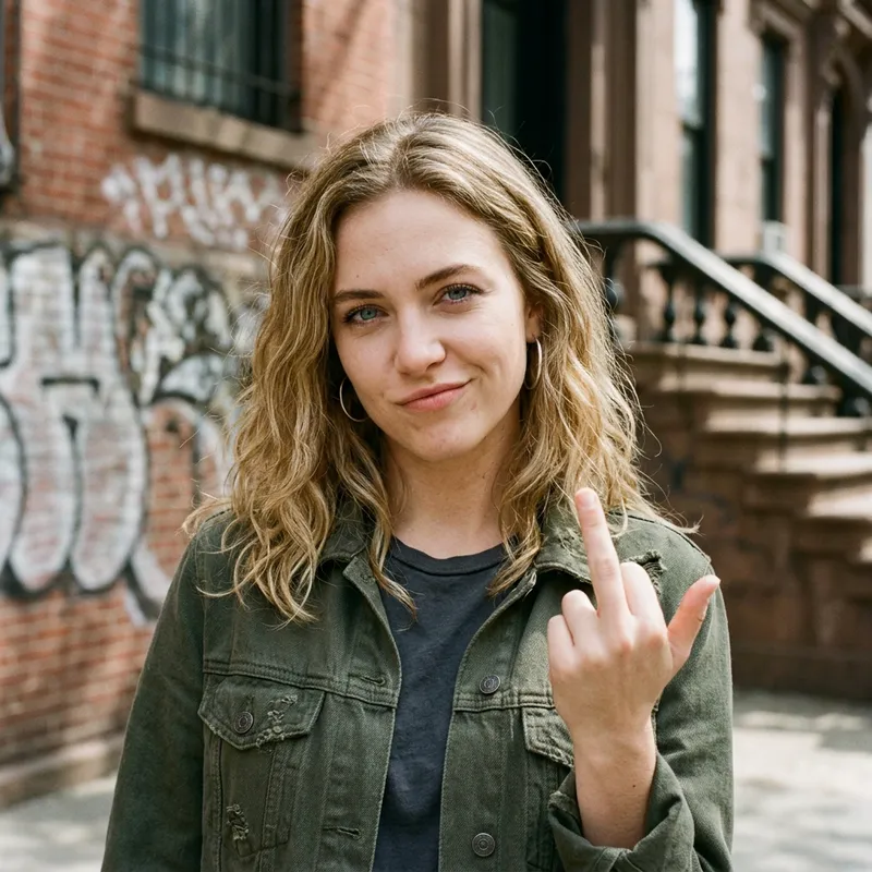 Blonde Girl with Blue Eyes: Expression of Defiance Blonde Girl with Blue Eyes: Expression of Defiance