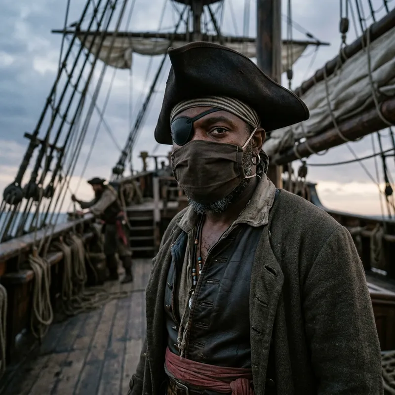 Black Pirate Face Mask - Unique Decor