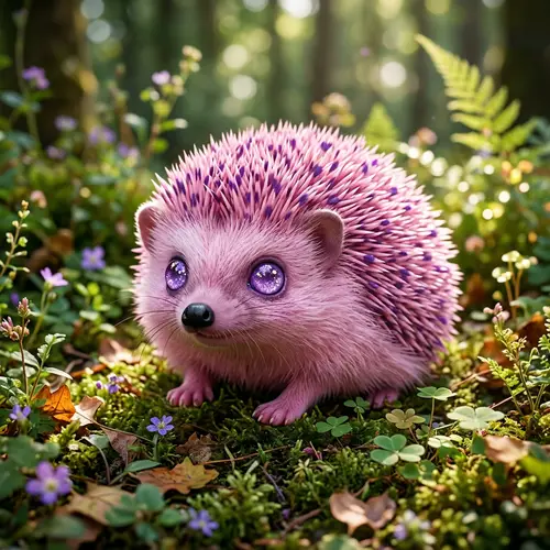 Cute Pink Hedgehog with Purple Spots