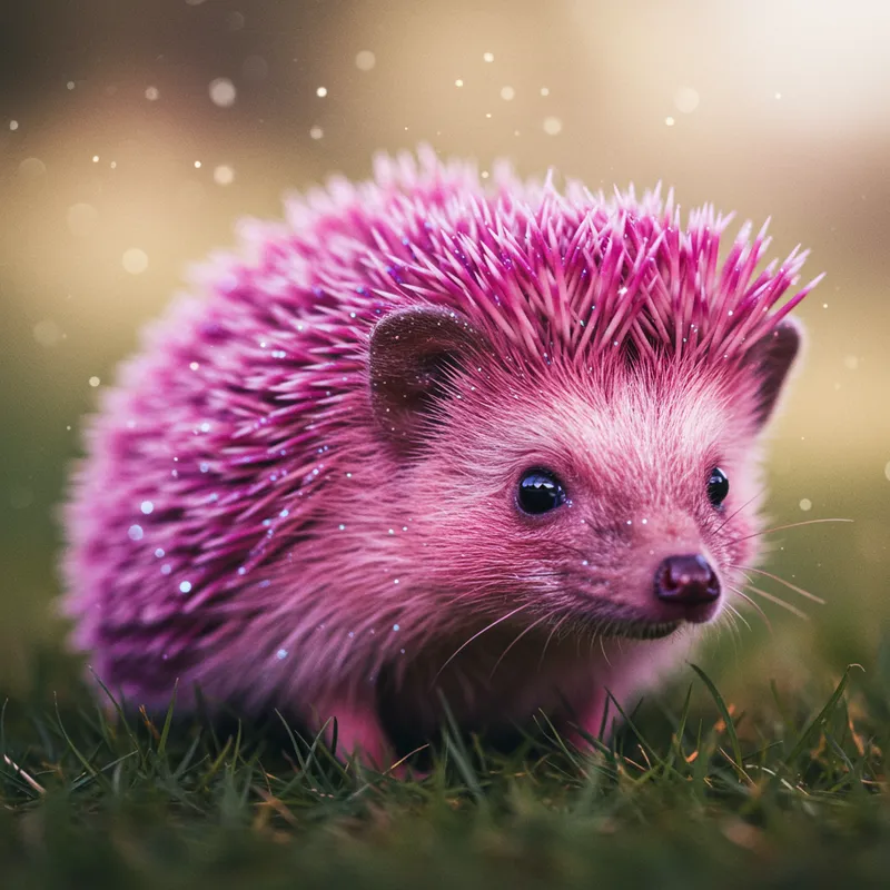 Cute Pink Hedgehog with Purple Spots