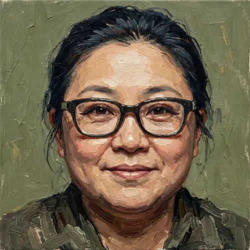 2D Oil Portrait of East Asian Woman - Trustworthy and Charismatic