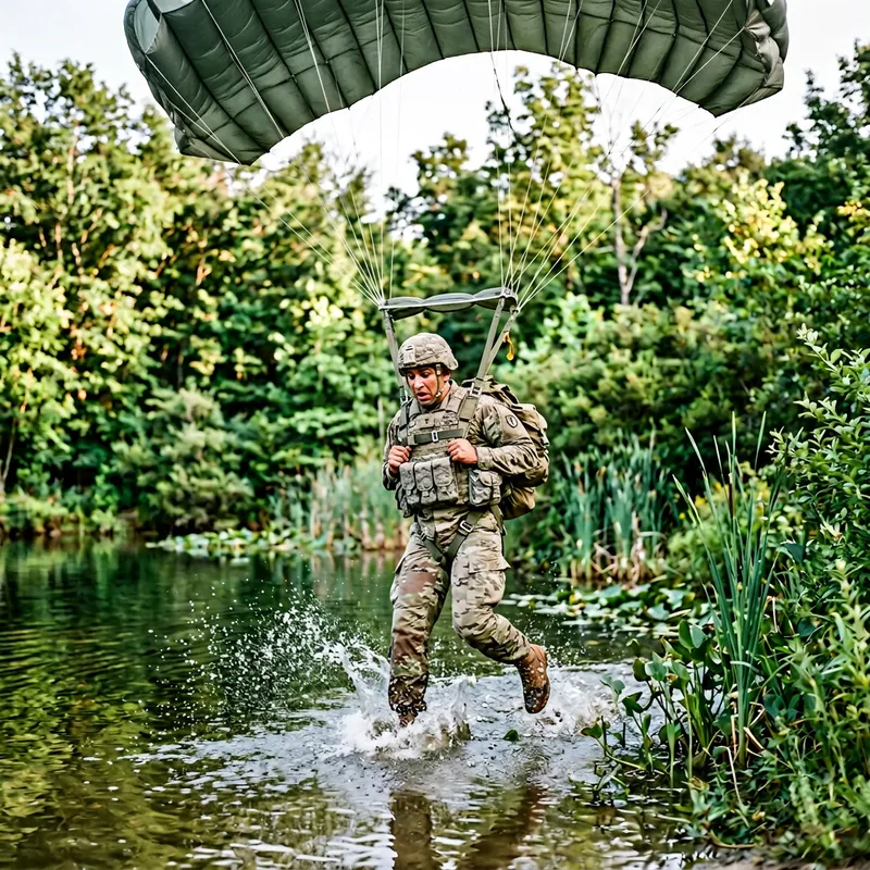 American Soldier Parachute Accident | Injured Landing on Pond