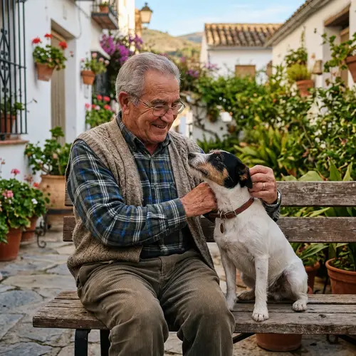 Elderly Man with Bodeguero Dog